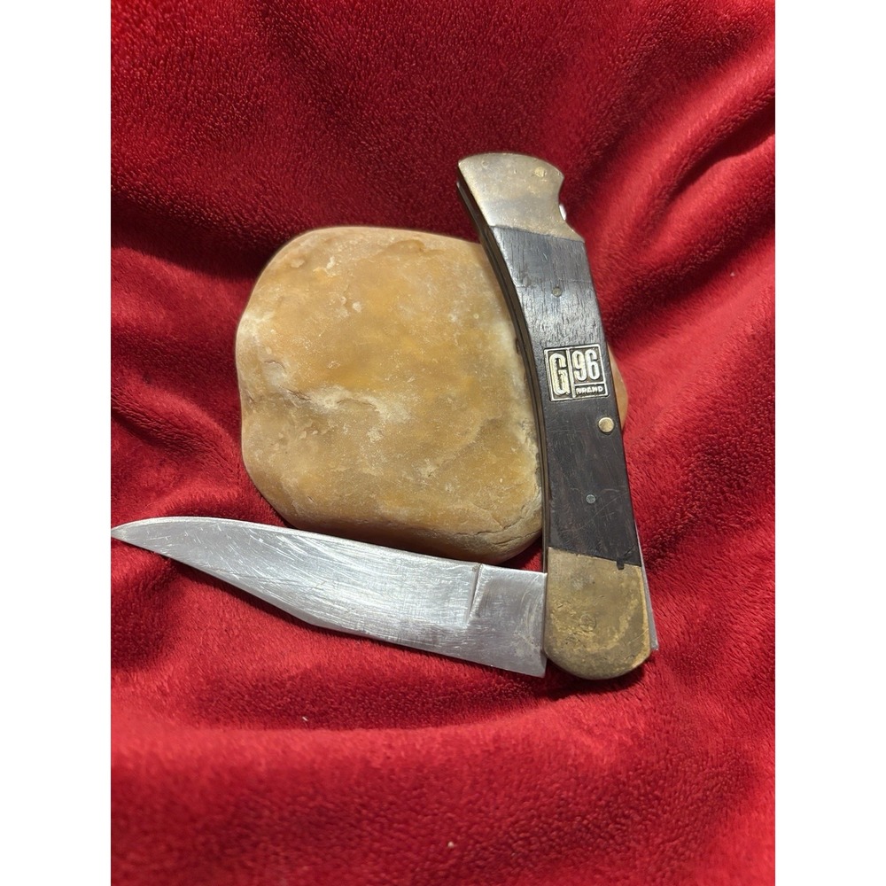VTG G-96 Brand Model Lockback Jet-Aer Japan Made Brass Inlay In Tact 8.5" Knife